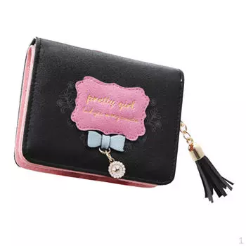 Модный маленький кошелек из искусственной кожи, держатель для монет, клатч, кошелек с кисточкой чёрный