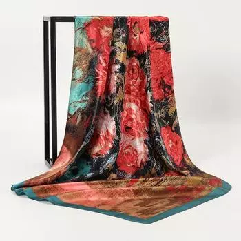 Модный масляный квадратный женский шарф, большой платок 90x90 см, кашне, женский платок, бандана, мусульманский хиджаб, повязка на голову, НОВЫЙ 90x90cm