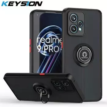 Модный матовый чехол KEYSION для Realme 9 Pro + 9i, противоударный чехол с прозрачным кольцом для телефона OPPO A96 A95 A94 A76 A36 A74 A54 5G