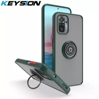 Модный матовый чехол KEYSION для Redmi Note 10 Pro 5G 10S 9 Pro 8 T, прозрачный противоударный чехол с кольцом-подставкой для телефона Redmi 9T 9A