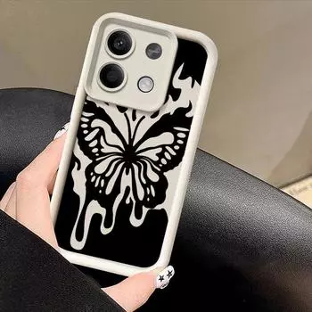Модный матовый чехол с рисунком бабочки пламени для Xiaomi 13T Poco F6 X6 Redmi Note 13 12 11 Pro 10, мягкий силиконовый защитный чехол для линз, противоударный чехол для телефона Xiaomi 13T / 13T Pro чёрный