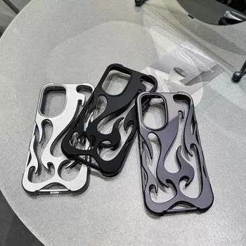 Модный матовый чехол с узором из полого пламени для Samsung S24 Ultra S23 S22 A16 A55 A54 A15 A14, мягкий противоударный чехол из ТПУ Samsung S24 чёрный