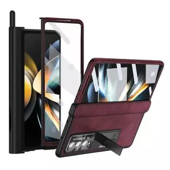 Модный матовый чехол со слотом для S-ручки для Samsung Galaxy Z Fold 4 5g Fold4 Fold3 Fold 3 Zfold4 защитная пленка из закаленного стекла for Samsung Z Fold 4 чёрный
