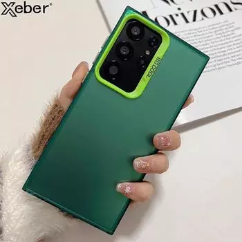 Модный матовый лазерный противоударный полупрозрачный чехол для телефона для Samsung Galaxy S24 Ultra S23 FE красочный жесткий защитный чехол Aurora For S24 чёрный