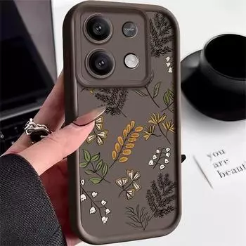 Модный матовый противоударный чехол из ТПУ с цветочным узором для Xiaomi 13T Poco F6 X6 Redmi Note 13 Pro 12 11 10, мягкий силиконовый защитный чехол для объектива телефона Redmi Note 13 5G чёрный