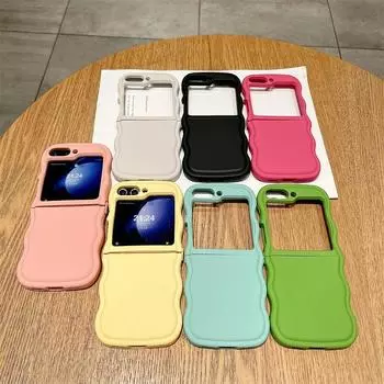 Модный матовый силиконовый чехол Wave Edge для телефона Samsung Galaxy Z Flip 6 Z Flip5 Z Flip4 Z Flip3 противоударный мягкий чехол For Galaxy Z Flip3 жёлтый