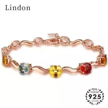 Модный медный браслет Lindon с разноцветным топазом для женщин, подарки на свадьбу, помолвку и вечеринку