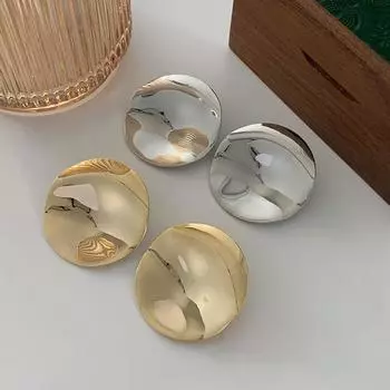 Модный металлический блестящий, атмосферный, элитный гвоздик, легкий, роскошный, геометрический, круглый, простой диск золотой