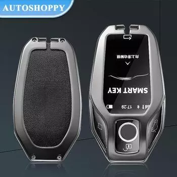 Модный металлический цинковый чехол для дистанционного ключа автомобиля, держатель для BMW 5 7 серии G11 G12 G30 G31 G32 i2 i8 X3 X5 X7 X4, корпус ключа со светодиодным дисплеем серый