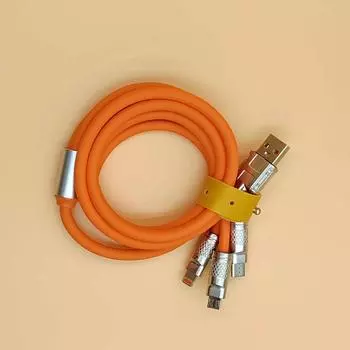 Модный металлический кабель для зарядки 3 в 1 для устройств Apple, Android и Type-C 0.25m 1-pack