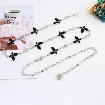Модный металлический пояс с украшением в виде бабочки, регулируемая тонкая поясная цепочка для тонкого тела белый