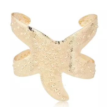 Модный, металлический простой широкий открытый браслет в виде морской звезды с преувеличенным темпераментом золотой