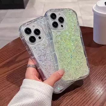 Модный милый блестящий чехол с волнистой рамкой для Iphone 14 13 11 12 Pro Max 14plus, блестящий противоударный мягкий силиконовый чехол-бампер For iPhone 14 Pro