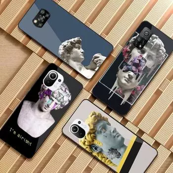 Модный милый чехол для телефона David Art для Xiaomi 12 11T 10 9 Redmi Note 11 10 10S Pro Redmi 9 9A 8, черный стеклянный чехол для телефона из поликарбоната Xiaomi 12-12X