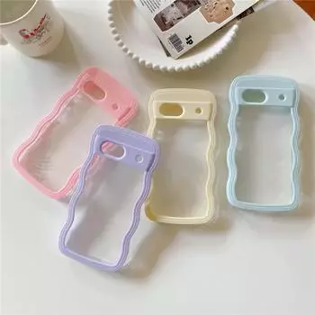 Модный милый чехол для телефона с прозрачной волной для Google Pixel 7A Pixel7A, противоударный чехол-бампер из ТПУ + ПК, чехол-капа For Pixel 7A бежевый