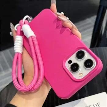 Модный милый чехол из кожи с текстурой конфетного цвета и ремешком на запястье для iPhone 16 15 14 11 12 13 Pro Max Plus X XR XsMax, однотонный чехол iPhone 16 Pro Max белый
