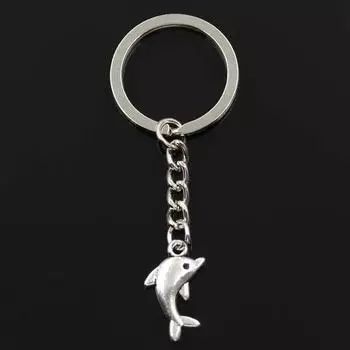 Модный милый дельфин 23x13 мм кулон 30 мм брелок для ключей бронзовый мужской автомобильный подарок сувенирный брелок серебряный