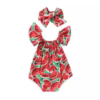 Модный милый комбинезон для новорожденных девочек, одежда с арбузом, комбинезон, боди, наряды 0-6m красный