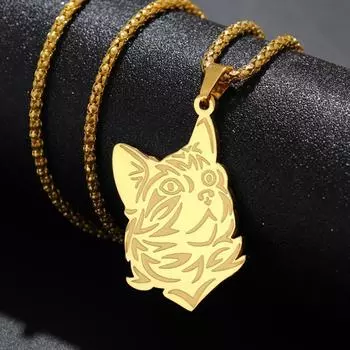 Модный милый популярный кулон в виде кошки для питомца, простое ожерелье из нержавеющей стали, пара подарочных аксессуаров, колье серебряный