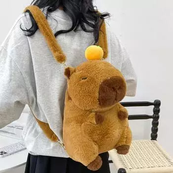 Модный милый повседневный мультяшный плюшевый рюкзак в виде капибары для женщин