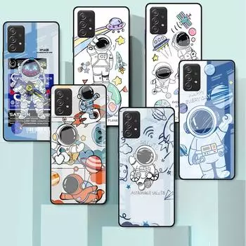 Модный милый стеклянный чехол с астронавтом для Samsung Galaxy A52 A71 A50 A51 A70 A21s A31 A72 A10 A12 A30 A22 5G, чехол для телефона Samsung A53 5G