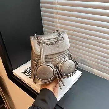 Модный мини-рюкзак для женщин 2024 года, летний новый тренд, небольшой рюкзак для поездок на работу, универсальная женская сумка через плечо 19*13*18 прохладный черный