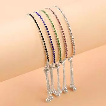 Модный минималистичный регулируемый выдвижной браслет с инкрустацией когтями и камнем 1 PCS чёрный