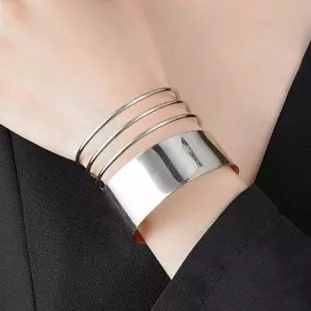 Модный многослойный полый дизайн, браслет в стиле панк, металлический браслет с открытием, регулируемый женский браслет, ювелирное изделие, подарок золотистый