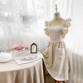 Модный моющийся жиростойкий пыленепроницаемый кофейня, пекарня, кухня, кружевной фартук, инструмент для приготовления пищи, товары для дома, кухонный фартук розовый