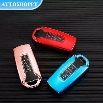 Модный мягкий чехол для ключей из ТПУ с 3 кнопками для Volkswagen Touareg 2018-2021, умный дистанционный ключ, полный защитный держатель на 360° красный