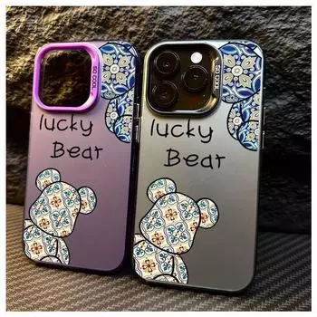 Модный мягкий чехол для телефона Robot Bear для iPhone 11–16, Pro, Max, Plus, XR iPhone 16