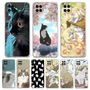 Модный мягкий чехол для телефона с милыми котами для Samsung Galaxy A51 A71 A21S A12 A11 A31 A41 A03S A13 A33 A73 A53 A52 A32 5G A23 Samsung A01