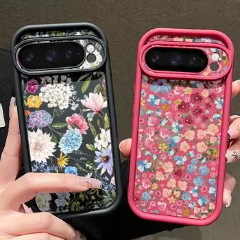 Модный мягкий чехол для телефона TPU с цветочным узором для Google Pixel 9 Pro XL 8 Pro 8A, защитный матовый противоударный бампер Google Pixel 9 чёрный