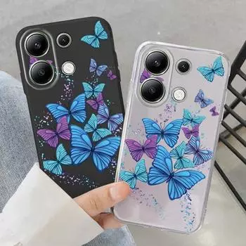 Модный мягкий силиконовый чехол-бабочка для Samsung A55 M35 S24 Xiaomi Redmi Note 13 Pro 13C 14 Poco C65 iPhone Huawei Honor 200 Realme противоударный чехол Samsung Galaxy S9 Plus