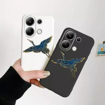 Модный мягкий силиконовый чехол Crane для Xiaomi Redmi Note 13 Pro 14C 15 Samsung A55 S24 FE iPhone Huawei Honor Realme Camera Защитный противоударный чехол Samsung Galaxy S9 Plus