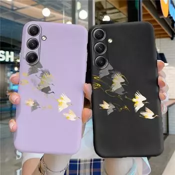 Модный мягкий силиконовый чехол Golden Egret для Samsung Galaxy A55 A35 A34 A54 A15 S23 S24 FE S25 Plus M35 M34, противоударный чехол-бампер с защитой от царапин Samsung Galaxy S9 Plus чёрный