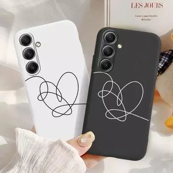 Модный мягкий силиконовый чехол Heart Line для Xiaomi Redmi Note 13 Pro 14C Samsung A55 S24 FE S25 A16 iPhone 15 Huawei Honor Realme противоударный чехол для телефона Samsung Galaxy S9 Plus чёрный