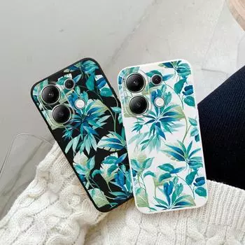 Модный мягкий силиконовый чехол Leaf для Xiaomi Redmi Note 13 Pro 13C 14 Samsung A55 A35 A34 M35 S24 iPhone Huawei Honor 200 70 X7 Realme противоударный чехол Samsung Galaxy S9 Plus