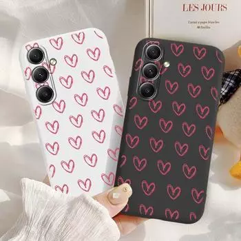Модный мягкий силиконовый чехол Love Heart для Xiaomi Redmi Note 13 Pro 14C Samsung A55 S24 FE S25 A16 iPhone 15 Huawei Honor Realme противоударный чехол для телефона Samsung Galaxy S9 Plus чёрный