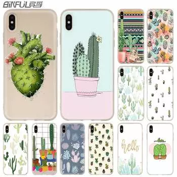 Модный мягкий силиконовый чехол с полосками кактуса для iPhone 13 11 12 Pro X XS Max XR 6 6S 7 8 Plus SE Mini Cover iPhone 13