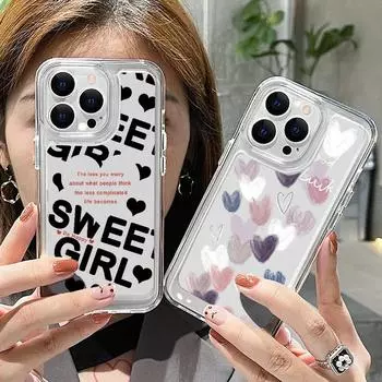 Модный мягкий силиконовый тонкий чехол с рисунком сердечек и бабочек для iPhone 16 Pro Max 15 14 Plus 13 12 Pro 11, противоударный прозрачный чехол для телефона iPhone 16
