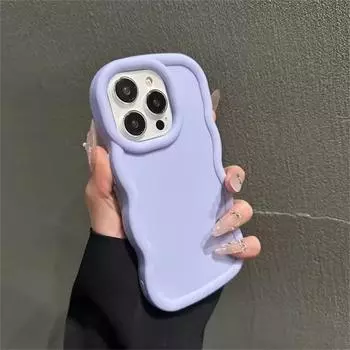 Модный мягкий волнистый чехол для iPhone 11 12 13 14 15 16 Pro Max 7 8 Plus X XR XS, ударопрочный чехол-бампер, эстетичный iPhone 16 Pro Max чёрный