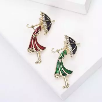 Модный мультфильм Простой масляный капельный алмазный сплав зонтик девушка брошь одежда креативный универсальный булавка аксессуары