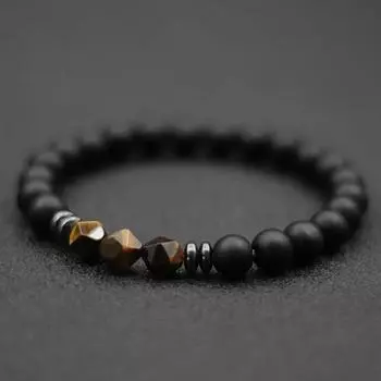 Модный мужской браслет, браслет из черного оникса, нерегулярный натуральный тигровый глаз, браслет из содалита, браслет из бисера, аксессуары Pulsera Hombre