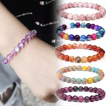 Модный мужской браслет унисекс, энергетический, высококачественный, натуральный, тигровый глаз, эластичные лечебные браслеты, популярные женские украшения унисекс, полированный лазурит 8 мм