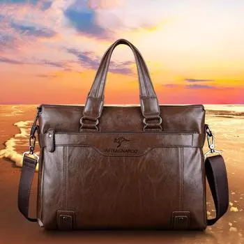 Модный мужской деловой портфель из воловьей кожи, сумка через плечо, мужская сумка-мессенджер для компьютера большой емкости 39cm*8cm*30cm чёрный