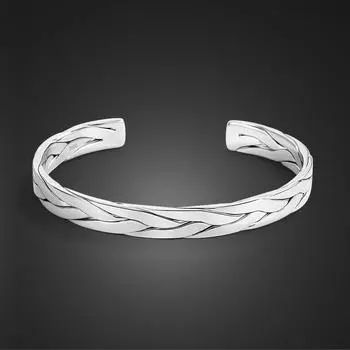 Модный мужской и женский браслет из стерлингового серебра 925 пробы, простые браслеты-манжеты, ювелирные изделия для пар, регулируемый подарок