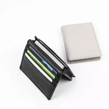 Модный мужской кошелек из натуральной кожи коровы, визитница, женский двойной кожаный чехол для кредитных карт, модный кошелек для монет чёрный