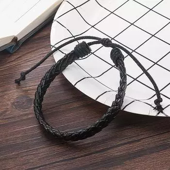 Модный мужской кожаный браслет черного плетения, простой регулируемый браслет, браслет-манжета, веревочный браслет, ювелирный подарок для парня 2pcs
