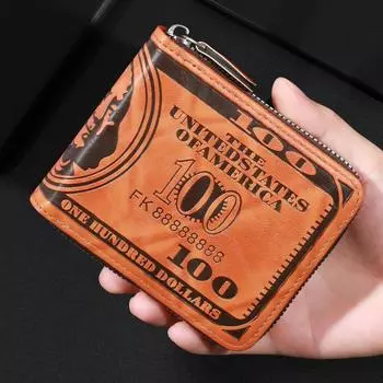 Модный мужской кожаный кошелек с дизайном в виде доллара США - вместительный и стильный с держателем для фотокарт для повседневного использования